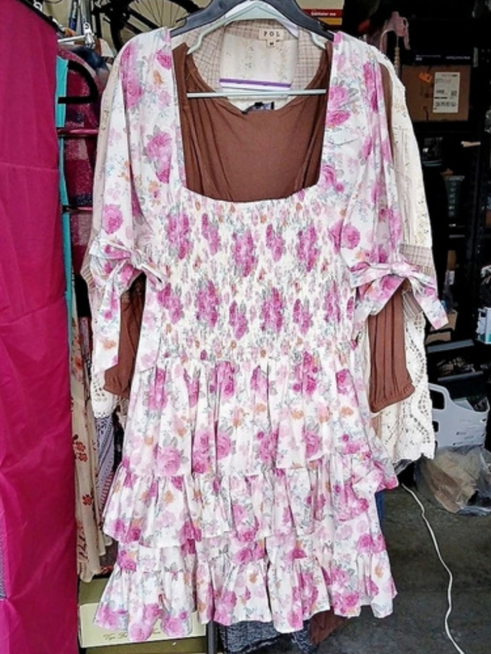 TCEC Floral Smocked Tiered Ruffled Mini Dress
